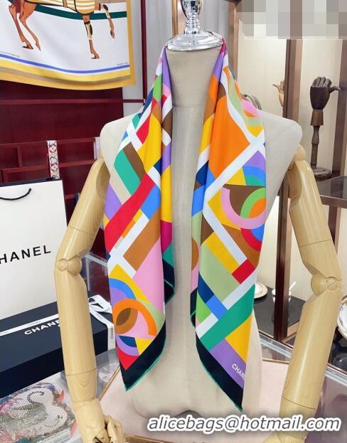 Best Quality Chanel Silk Square Scarf 90cm 021589 Yellow/Multicolor 2023