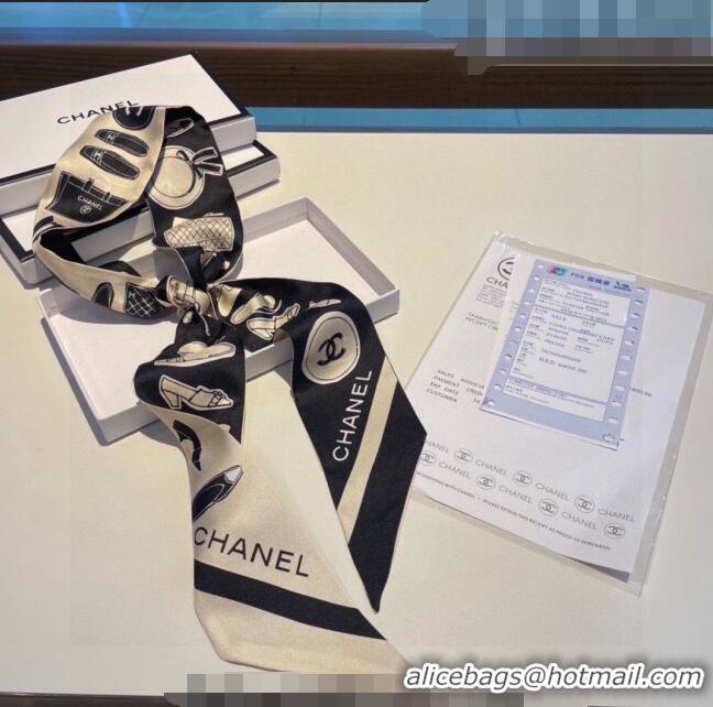 Best Price Chanel Silk Bandeau Scarf 6x120cm 030801 Beige 2023