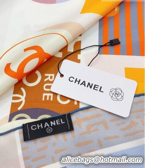 Buy Fashionable Chanel Silk Sqaure Scarf 90x90cm 030801 White 2023