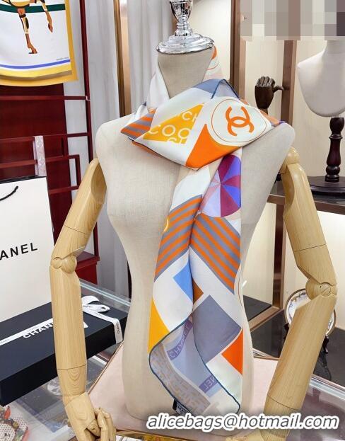 Buy Fashionable Chanel Silk Sqaure Scarf 90x90cm 030801 White 2023