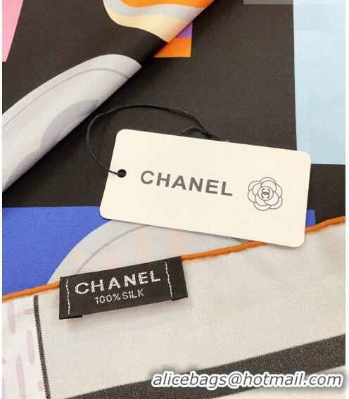 Famous Brand Chanel Silk Sqaure Scarf 90x90cm 030801 Black 2023