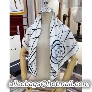 Well Crafted Chanel Silk Sqaure Scarf 90x90cm 030804 White 2023