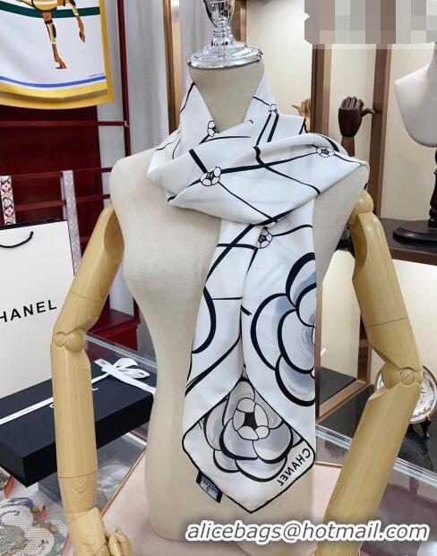 Well Crafted Chanel Silk Sqaure Scarf 90x90cm 030804 White 2023