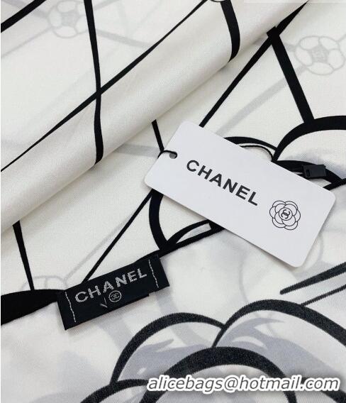 Well Crafted Chanel Silk Sqaure Scarf 90x90cm 030804 White 2023