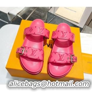 Classic Hot Louis Vuitton Bom Dia Flat Comfort Slide Sandals in Monogram Leather Pink 607119