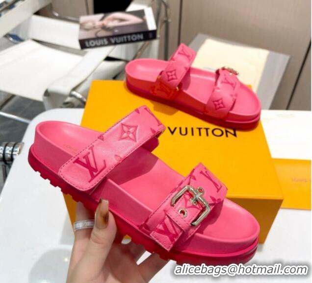 Classic Hot Louis Vuitton Bom Dia Flat Comfort Slide Sandals in Monogram Leather Pink 607119