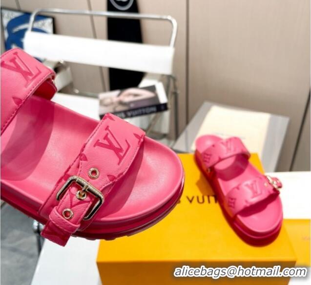 Classic Hot Louis Vuitton Bom Dia Flat Comfort Slide Sandals in Monogram Leather Pink 607119