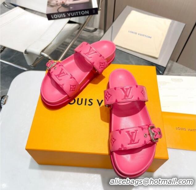 Classic Hot Louis Vuitton Bom Dia Flat Comfort Slide Sandals in Monogram Leather Pink 607119