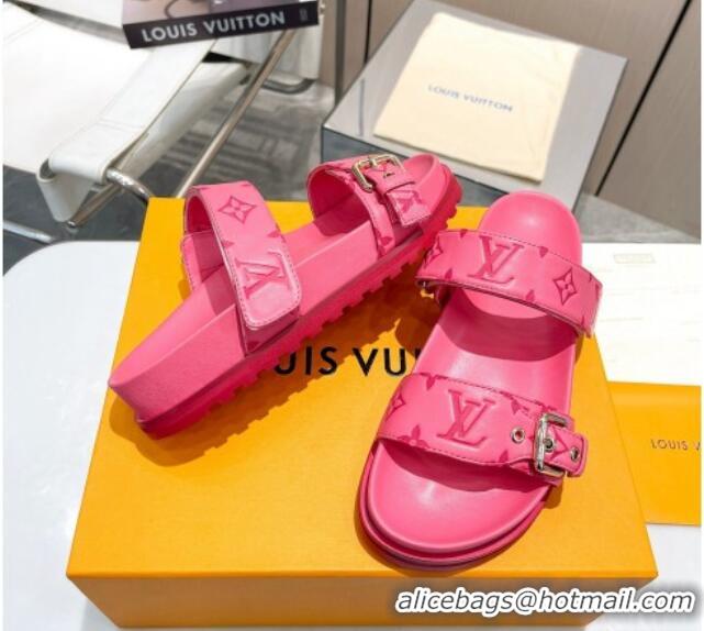 Classic Hot Louis Vuitton Bom Dia Flat Comfort Slide Sandals in Monogram Leather Pink 607119