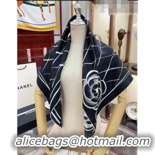 Super Quality Chanel Silk Sqaure Scarf 90x90cm 030804 Black 2023