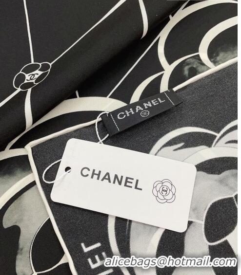 Super Quality Chanel Silk Sqaure Scarf 90x90cm 030804 Black 2023