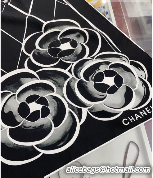 Super Quality Chanel Silk Sqaure Scarf 90x90cm 030804 Black 2023