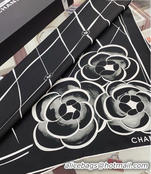 Super Quality Chanel Silk Sqaure Scarf 90x90cm 030804 Black 2023