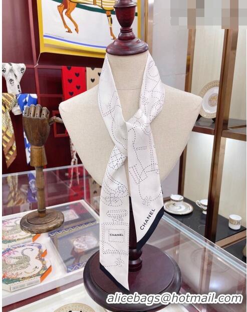 Top Quality Chanel Silk Bandeau Scarf 6x120cm AA8385 White 2023