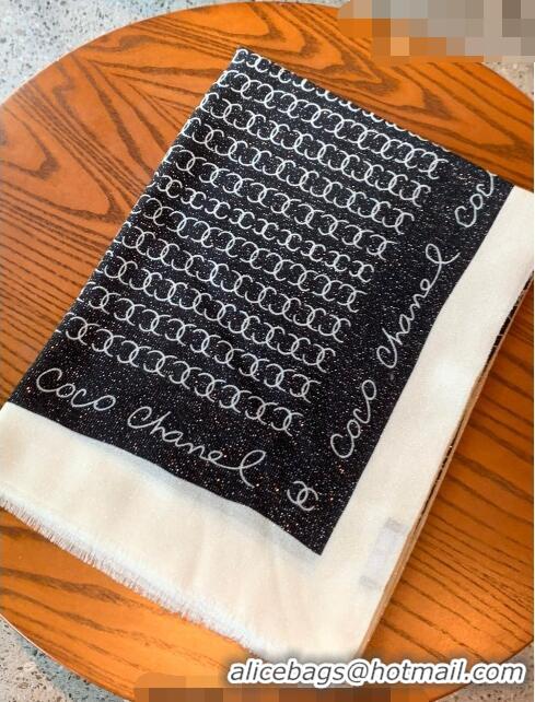 Super Quality Chanel CC Cashmere Long Scarf 100x200cm 13015 Black 2023