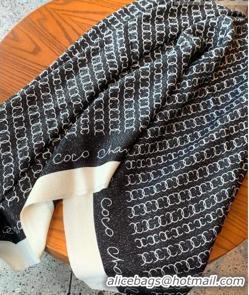 Super Quality Chanel CC Cashmere Long Scarf 100x200cm 13015 Black 2023