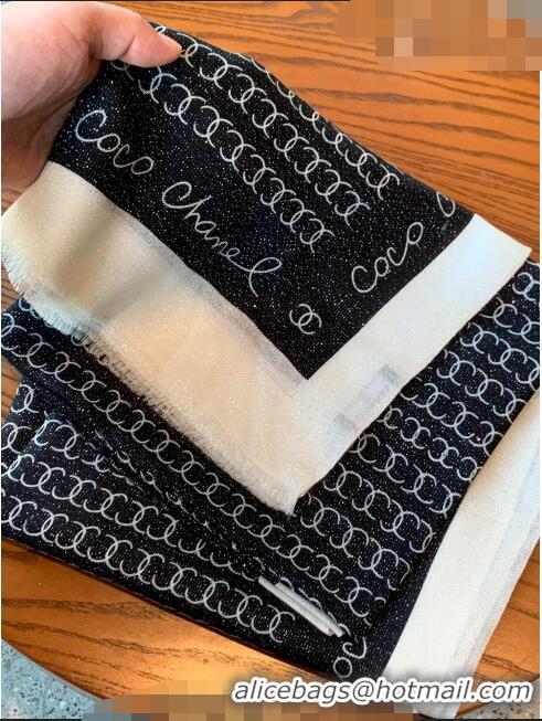 Super Quality Chanel CC Cashmere Long Scarf 100x200cm 13015 Black 2023