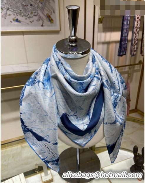 Low Cost Chanel Silk Sqaure Scarf 90x90cm 061301 Blue 2023