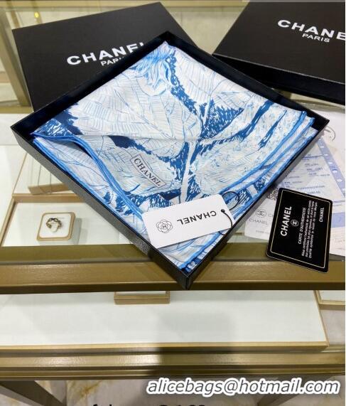 Low Cost Chanel Silk Sqaure Scarf 90x90cm 061301 Blue 2023