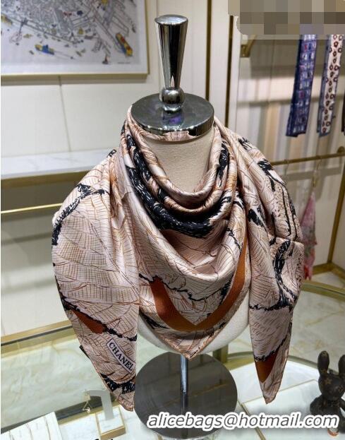 Low Cost Chanel Silk Sqaure Scarf 90x90cm 061301 Brown 2023