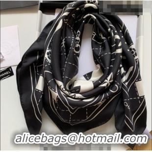 Buy Inexpensive Chanel Silk Sqaure Scarf 90x90cm 061311 Black 2023