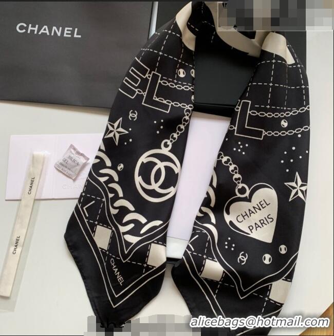 Buy Inexpensive Chanel Silk Sqaure Scarf 90x90cm 061311 Black 2023