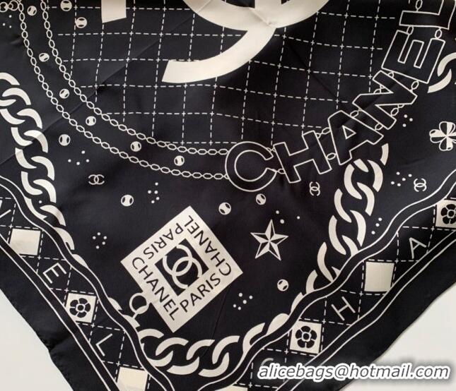 Buy Inexpensive Chanel Silk Sqaure Scarf 90x90cm 061311 Black 2023