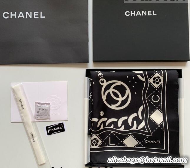 Buy Inexpensive Chanel Silk Sqaure Scarf 90x90cm 061311 Black 2023