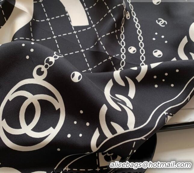 Buy Inexpensive Chanel Silk Sqaure Scarf 90x90cm 061311 Black 2023