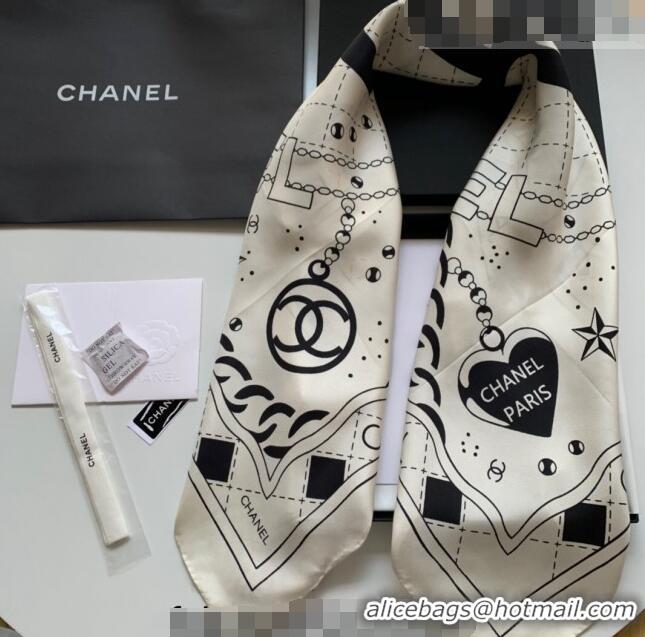 Best Design Chanel Silk Sqaure Scarf 90x90cm 061311 White 2023