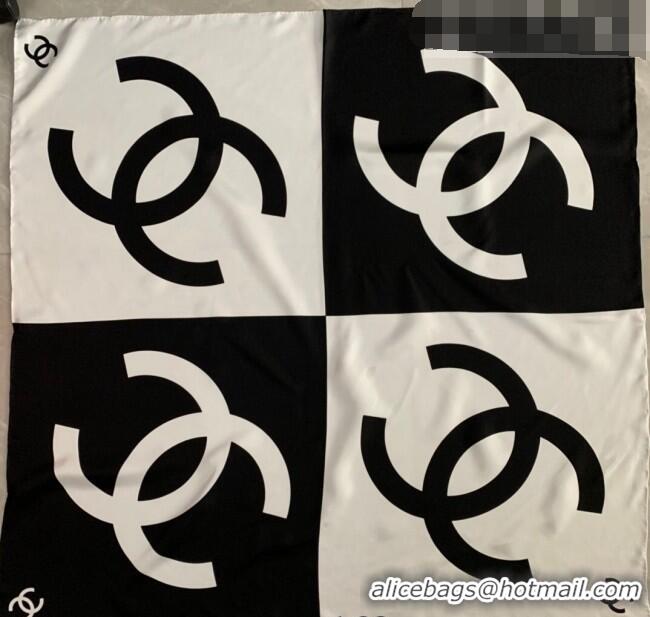 Grade Quality Chanel Silk Sqaure Scarf 90x90cm 061312 White/Black 2023