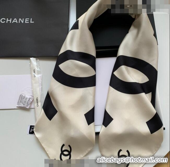 Grade Quality Chanel Silk Sqaure Scarf 90x90cm 061312 White/Black 2023