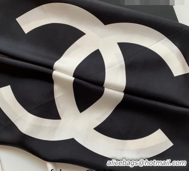 Grade Quality Chanel Silk Sqaure Scarf 90x90cm 061312 White/Black 2023