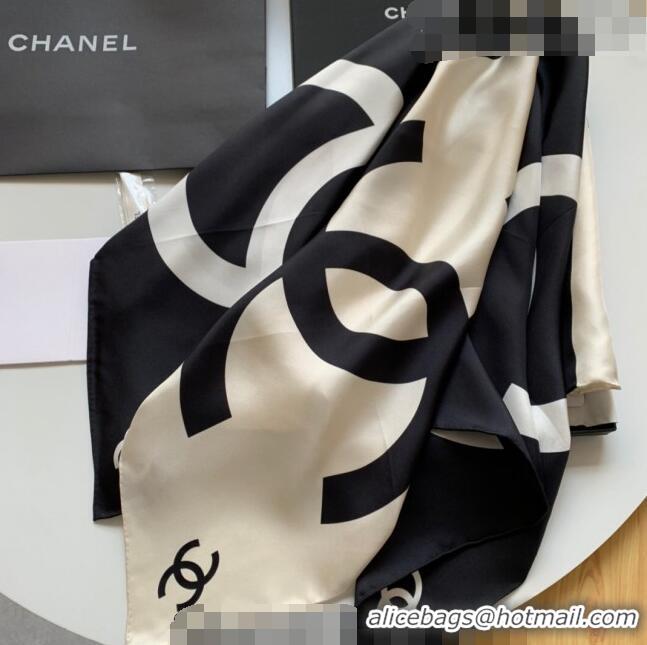 Grade Quality Chanel Silk Sqaure Scarf 90x90cm 061312 White/Black 2023