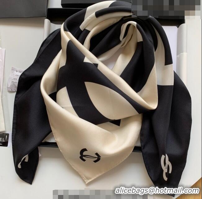 Grade Quality Chanel Silk Sqaure Scarf 90x90cm 061312 White/Black 2023