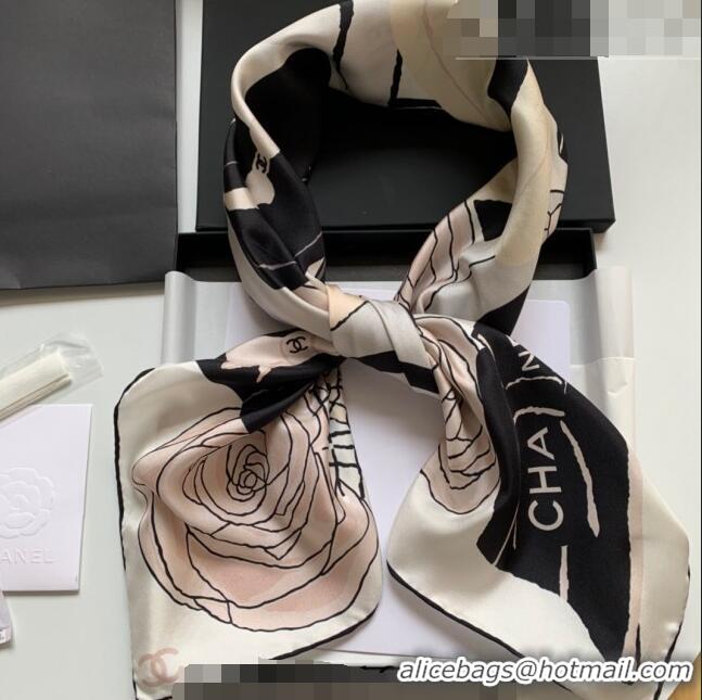 Famous Brand Chanel Silk Sqaure Scarf 90x90cm 061314 White 2023