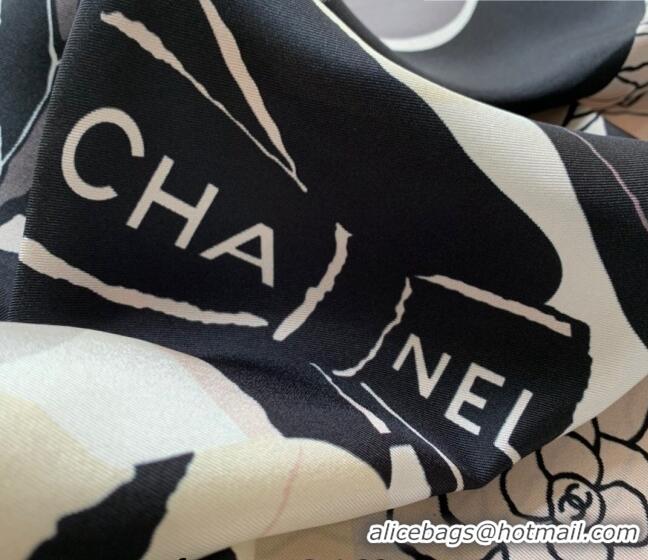 Famous Brand Chanel Silk Sqaure Scarf 90x90cm 061314 White 2023