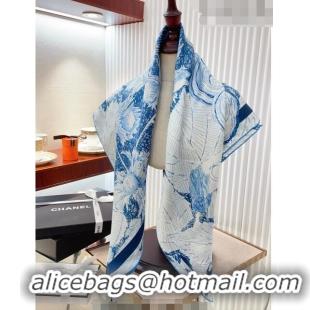 Good Product Chanel Silk Sqaure Scarf 90x90cm 062801 Blue 2023