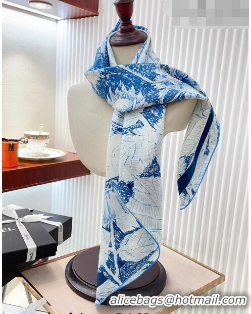 Good Product Chanel Silk Sqaure Scarf 90x90cm 062801 Blue 2023