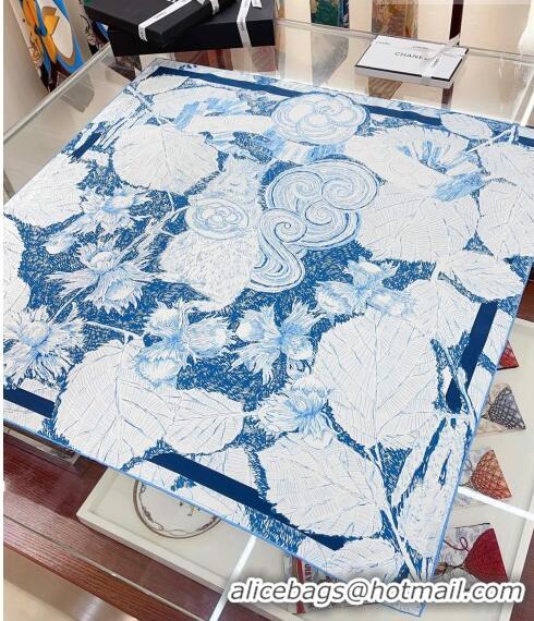 Good Product Chanel Silk Sqaure Scarf 90x90cm 062801 Blue 2023