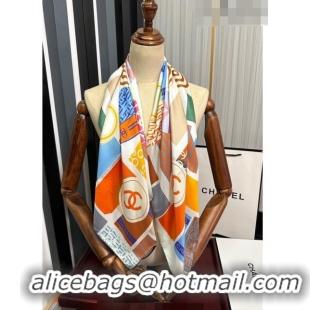 Famous Brand Chanel Silk Sqaure Scarf 90x90cm 062802 Orange 2023