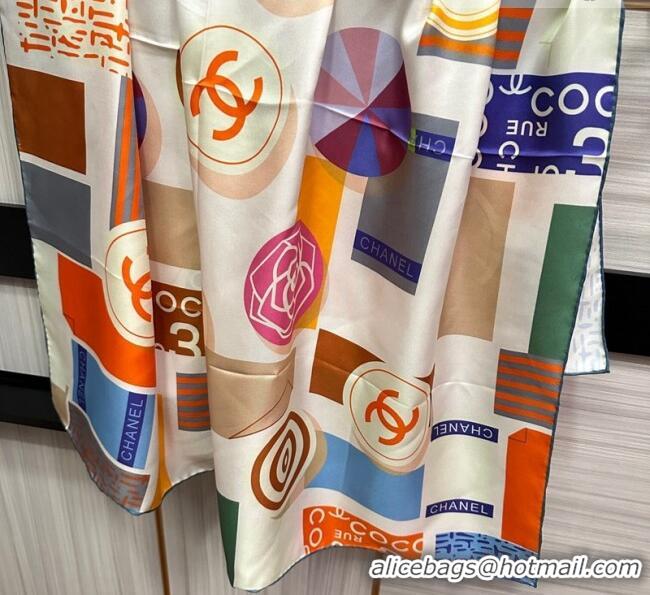 Famous Brand Chanel Silk Sqaure Scarf 90x90cm 062802 Orange 2023