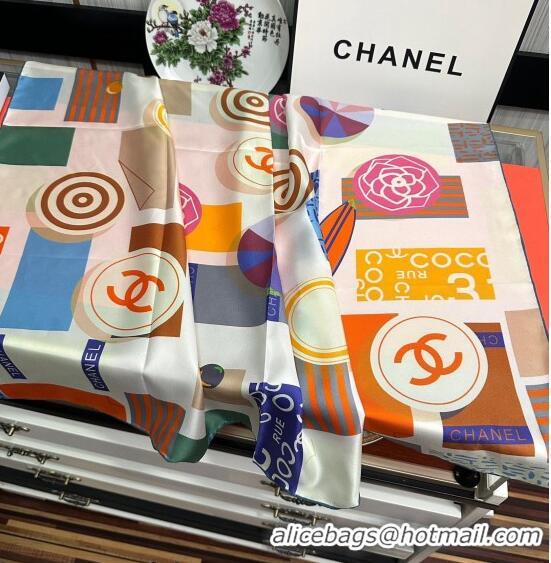 Famous Brand Chanel Silk Sqaure Scarf 90x90cm 062802 Orange 2023