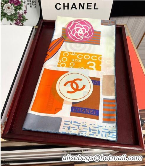 Famous Brand Chanel Silk Sqaure Scarf 90x90cm 062802 Orange 2023