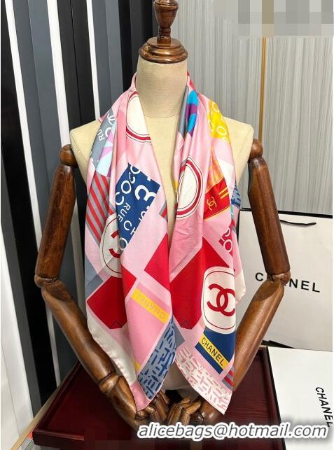 Luxury Classic Chanel Silk Sqaure Scarf 90x90cm 062802 Pink 2023