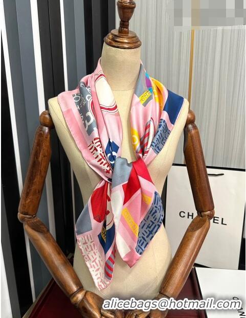 Luxury Classic Chanel Silk Sqaure Scarf 90x90cm 062802 Pink 2023