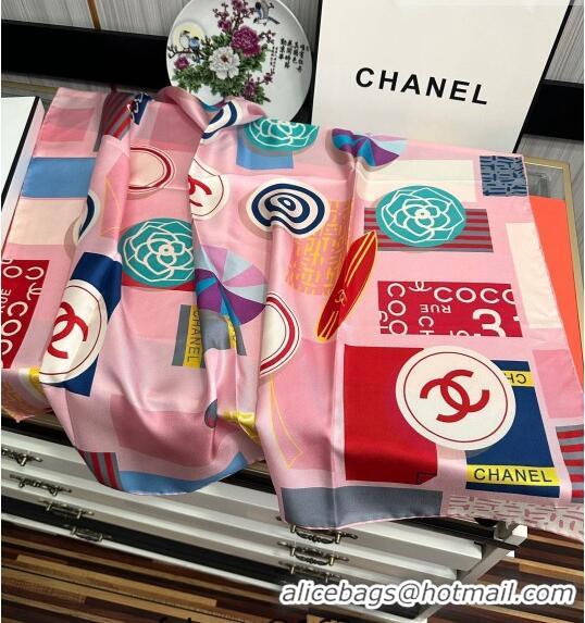 Luxury Classic Chanel Silk Sqaure Scarf 90x90cm 062802 Pink 2023