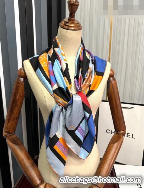 Good Product Chanel Silk Sqaure Scarf 90x90cm 062802 Black 2023