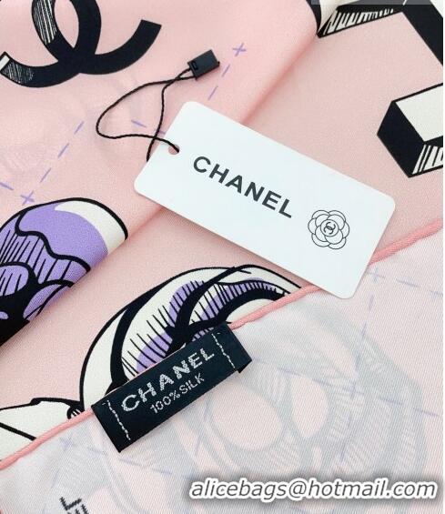 Top Design Chanel Camellia Silk Sqaure Scarf 90x90cm 0705 Light Pink 2023