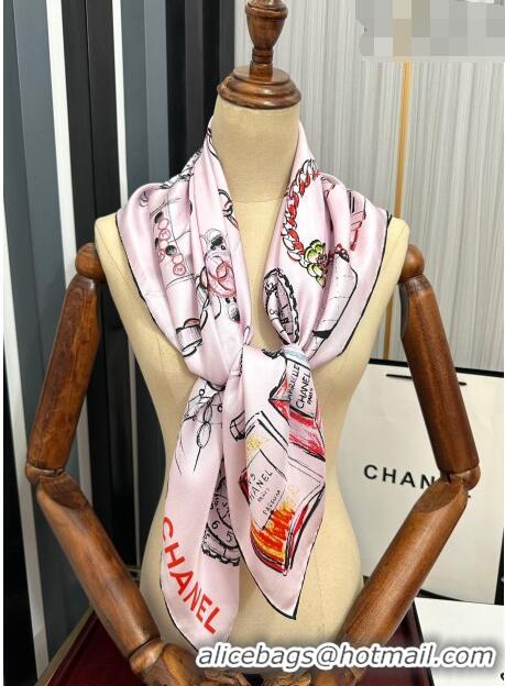 Reasonable Price Chanel Bottle Silk Square Scarf 90cm CH3087 Light Pink 2023